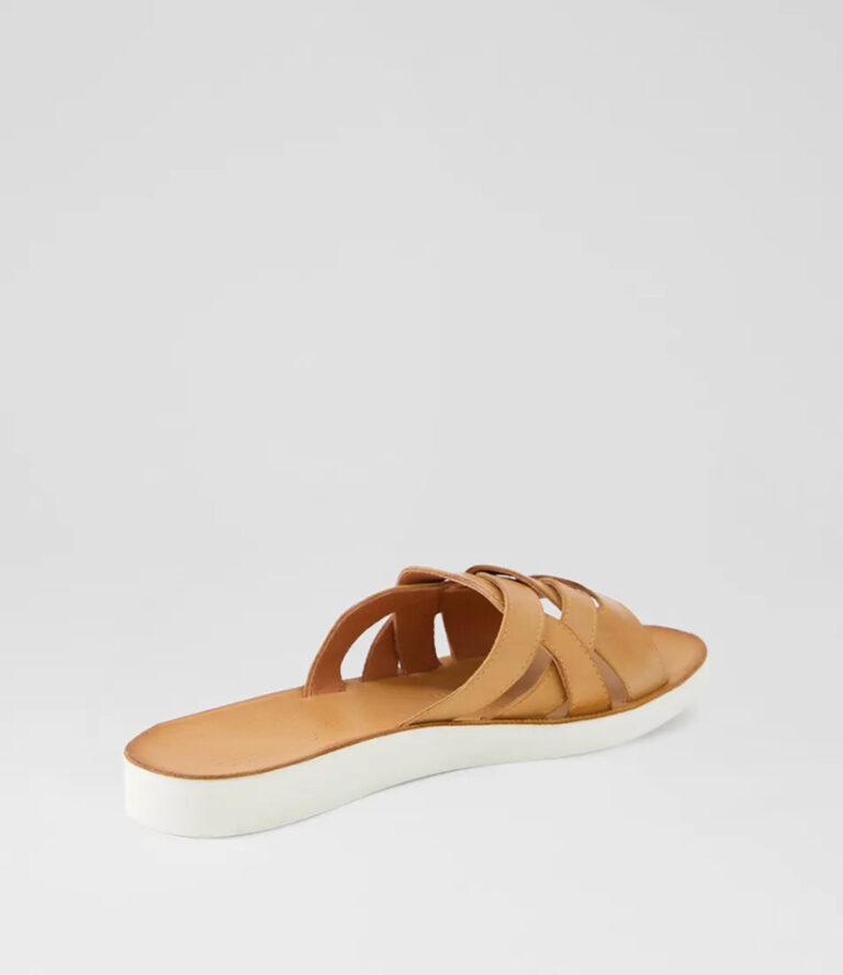 NIZOWI Dark Tan White Leather Sandals 3