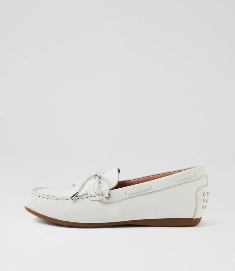 NIZOWI White Leather Flat Shoes 1